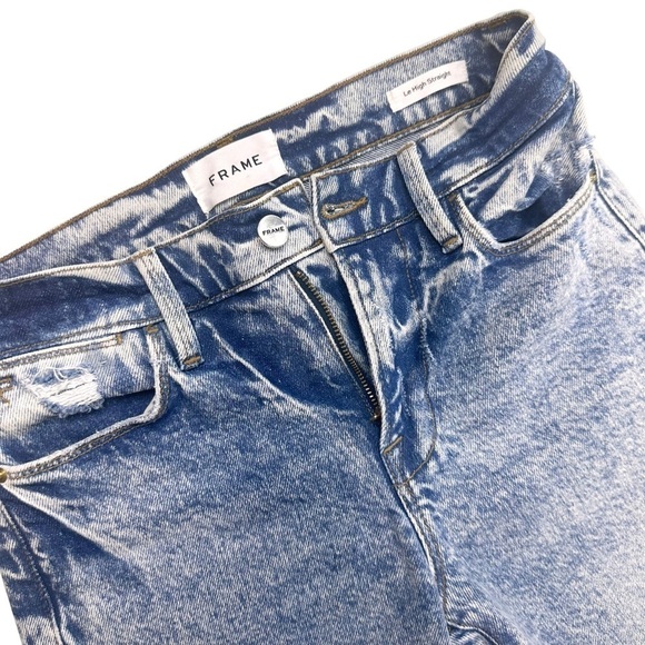 Frame Denim Le High Straight jeans high waist acid wash stretch 24 - Picture 4 of 16